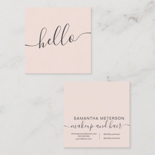 モダンな専門のエレガントな赤面のピンクこんにちは スクエア名刺 (正面/裏面)