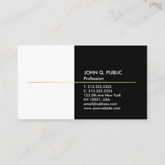 モダンな専門のエレガントな黒および金ゴールド色 名刺 (裏面)
