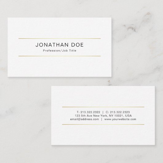 モダンな専門のクリエイティブのお洒落で明白な金ゴールドライン 名刺 (正面/裏面)