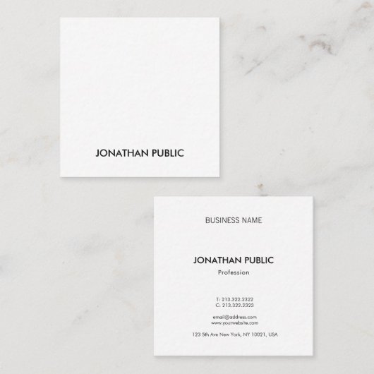 モダンな専門のクリエイティブのお洒落なテンプレートの贅沢 スクエア名刺 (正面/裏面)