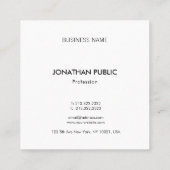 モダンな専門のクリエイティブのお洒落なテンプレートの贅沢 スクエア名刺 (裏面)