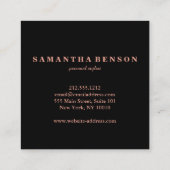 モダンな専門のスタイリストのシックな銅のばら色の金ゴールド スクエア名刺 (裏面)