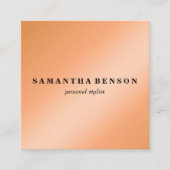 モダンな専門のスタイリストのシックな銅のばら色の金ゴールド スクエア名刺 (正面)