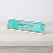 モダンな専門のターコイズの水彩画 デスクネームプレート (正面)