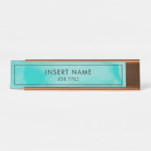 モダンな専門のターコイズの水彩画 デスクネームプレート (正面)