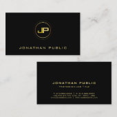 モダンな専門のモノグラムのエレガントで黒い金ゴールド 名刺 (正面/裏面)