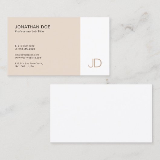 モダンな専門のモノグラムのテンプレートのミニマリスト 名刺 (正面/裏面)