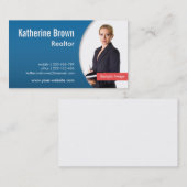 モダンな専門の不動産仲介業者の不動産の青の写真 名刺 (正面/裏面)