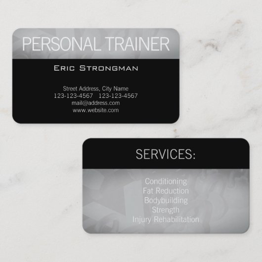 モダンな専門の体育館のスタイルの黒 名刺 (正面/裏面)