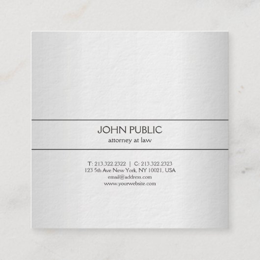 モダンな専門の弁護士弁護士の厚い贅沢 スクエア名刺 (裏面)