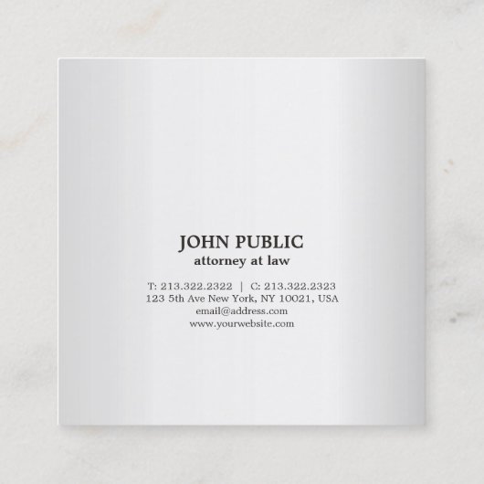 モダンな専門の弁護士弁護士の贅沢の絹 スクエア名刺 (裏面)