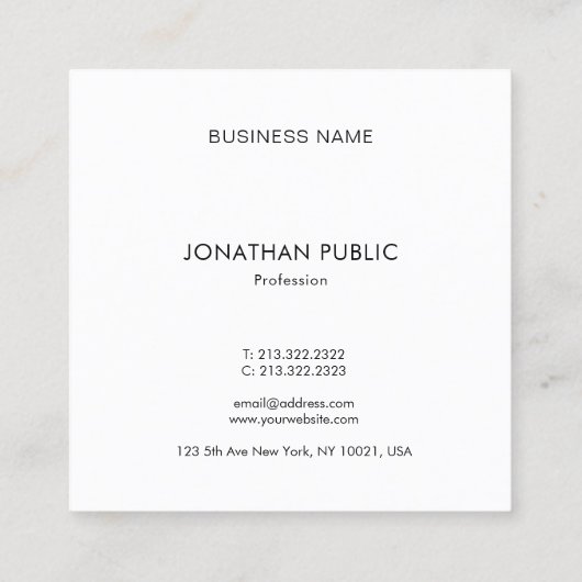 モダンな専門の最小主義のデザインの上品の正方形 スクエア名刺 (裏面)