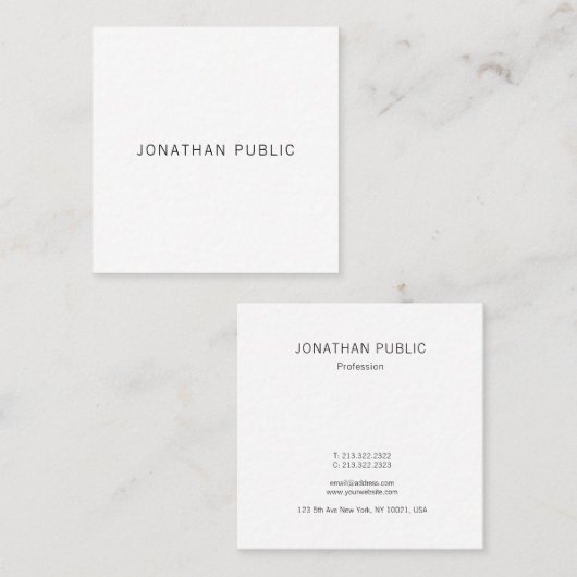 モダンな専門の最小主義のユニークで明白な上品 スクエア名刺 (正面/裏面)
