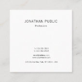 モダンな専門の最小主義のユニークで明白な上品 スクエア名刺 (裏面)