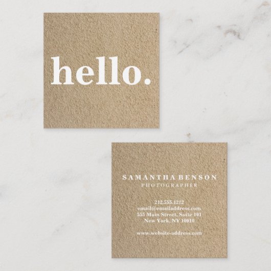 モダンな専門の最小主義の素朴なクラフトこんにちは スクエア名刺 (正面/裏面)