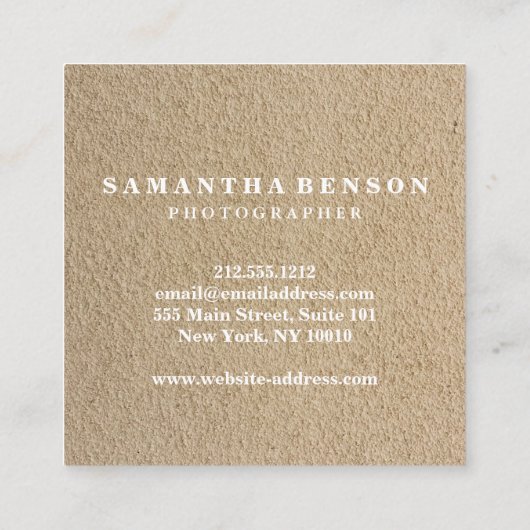 モダンな専門の最小主義の素朴なクラフトこんにちは スクエア名刺 (裏面)