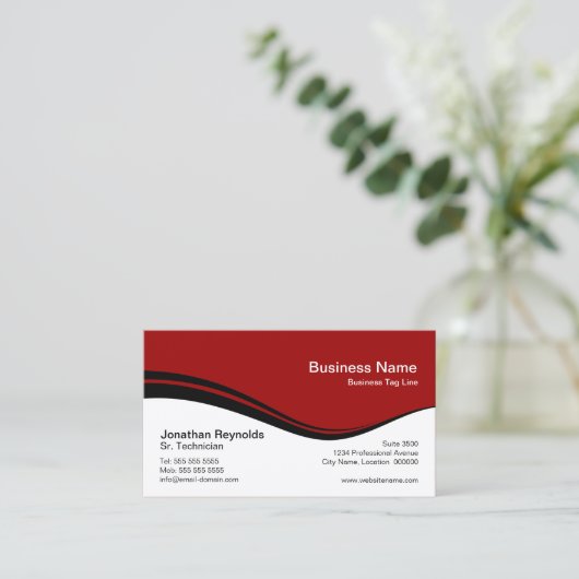 モダンな専門の赤 名刺 (スタンド正面)