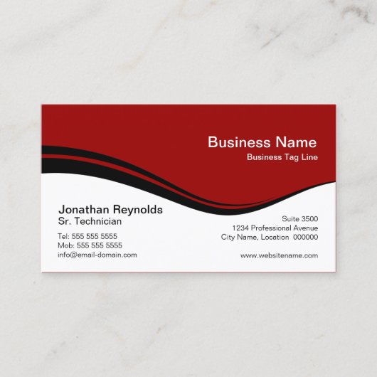 モダンな専門の赤 名刺 (正面)
