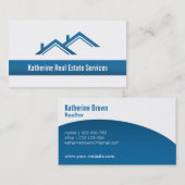 モダンな専門の青い不動産の不動産仲介業者 名刺 (正面/裏面)