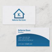 モダンな専門の青い不動産アイコン不動産仲介業者 名刺 (正面/裏面)