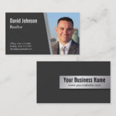 モダンな専門の黒い不動産仲介業者の写真 名刺 (正面/裏面)