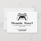 モダンな少年ゲーマーの子供の誕生日パーティー サンキューカード (正面)