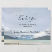 モダンな山と夏のビーチの感謝カード (正面/裏面)