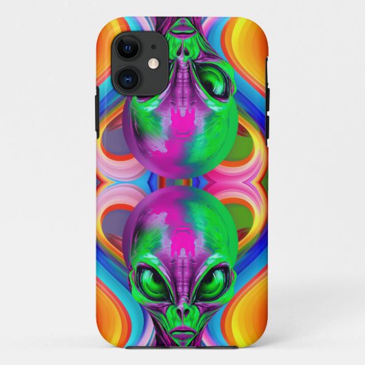 モダンな左右対称のカラフルな二頭のエイリアン Case-Mate iPhoneケース (裏面)