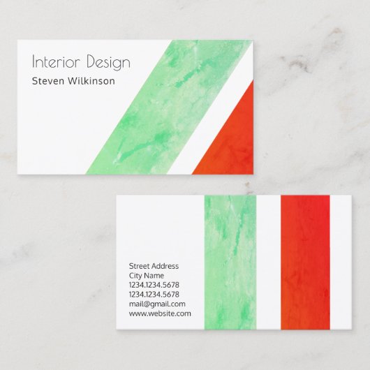 モダンな巨人のストライブ柄の対角線の形 名刺 (正面/裏面)