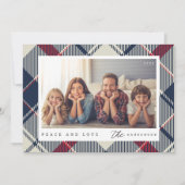 モダンな平和と愛のクリスマス家族写真 シーズンカード (正面)