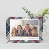 モダンな平和と愛のクリスマス家族写真 シーズンカード (スタンド正面)