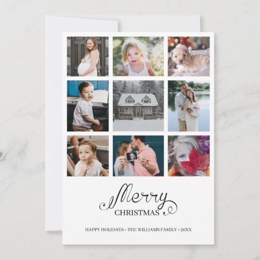 モダンな年を振り返る9枚の写真コラージュ ホリデーカード 招待状 (正面)