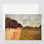 モダンな幸せな永遠のタイポグラフィ結婚写真 案内状 (正面/裏面)