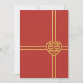 モダンな幸福の中国風結婚式縦書きテキスト 招待状 (裏面)