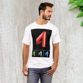 モダンな幾何学デザインの数字4 タイポグラフィ Tシャツ