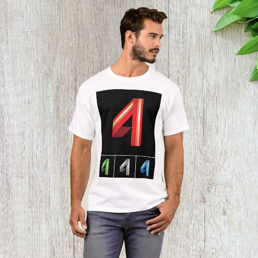 モダンな幾何学デザインの数字4 タイポグラフィ Tシャツ