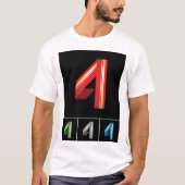 モダンな幾何学デザインの数字4 タイポグラフィ Tシャツ (正面)