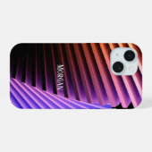 モダンな幾何学デザイン 白の名前 iPhone 15ケース (裏面横)