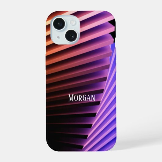 モダンな幾何学デザイン 白の名前 iPhone 15ケース (裏面)