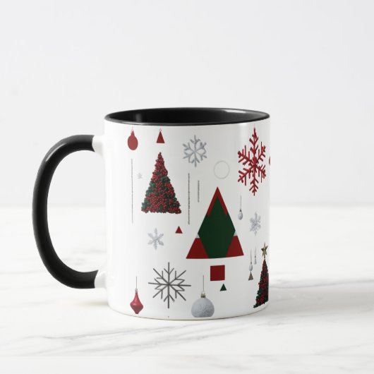 モダンな幾何学模様と伝統的なクリスマスコラージュ マグカップ (左)
