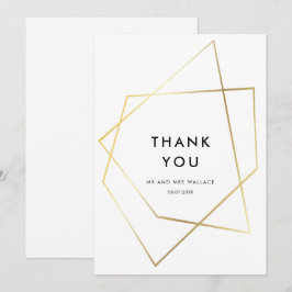 モダンな幾何学模様のゴールドフレームの感謝カード 招待状