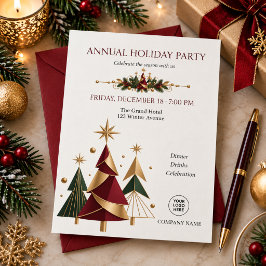 モダンな幾何学模様の会社の年末パーティークリスマス 招待状