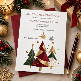 モダンな幾何学模様の会社の年末パーティークリスマス 招待状