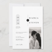 モダンな幾何学模様の結婚式招待状(写真付き) 招待状 (正面)