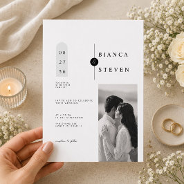 モダンな幾何学模様の結婚式招待状（写真付き） 招待状