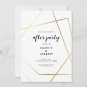 モダンな幾何学的なゴールドフレームの結婚式のアフターパーティー 招待状 (正面)