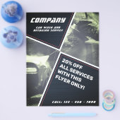 モダンな幾何学的デザインのカーウォッシュ&ディテーリング チラシ (シングル)