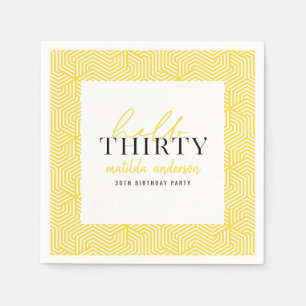 モダンな幾何学的第30誕生会の台本を書き、 スタンダードカクテルナプキン