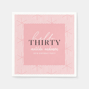 モダンな幾何学的第30誕生会の台本を書き、 スタンダードカクテルナプキン