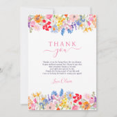 モダンな庭の野の花のスクリプトによる結婚前お茶会 サンキューカード (正面)